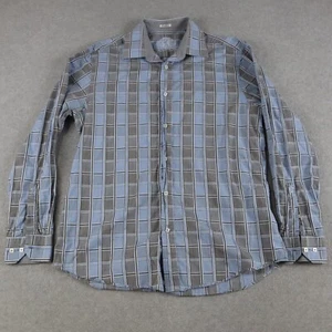 Bugatchi Shirt Mens XL Shaped Fit Casual Button Up Blue Plaid Long Sleeve - Picture 1 of 6