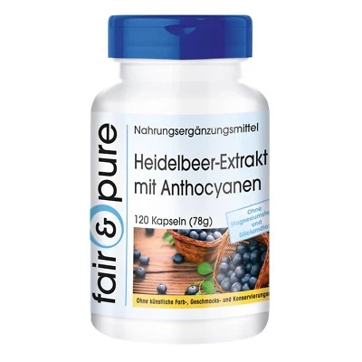 Heidelbeer-Extrakt 500 mg - 120 Kapseln - 25% Anthocyane - vegan | fair & pure
