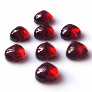 6X6 MM Carved Heart Cut Natural Pyrope Red Garnet Cabochon Gemstone 8 Pieces Lot