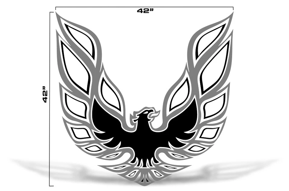 Calcomanía gráfica Firebird Hood 42" X 42" para Pontiac Trans Am GRIS NEGRO Foto 1 de 2