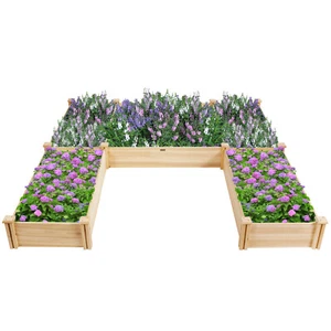Topbuy Elevated Garden Bed U-shaped Wooden Planters Flexible Combination - Picture 1 of 7