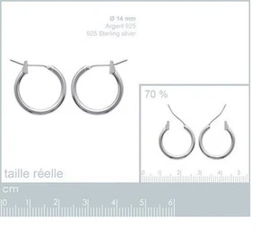 Boucles Oreilles Créole Tube Lisse 14 mm Argent Massif 925 de Dolly-Bijoux - Picture 1 of 2