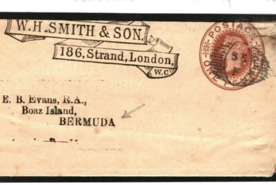 GB QV BERMUDA *Boaz Island* MAIL 1888 Cover W.H.SMITH *SS/F* Pre-Cancel E344  - Image 1 of 4