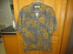Tommy Bahama Mens Silk Hawaiian Camp Shirt Size M Original Fit Gray Floral - Picture 1 of 1