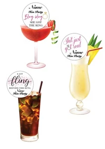 Toppers de bebidas de cóctel oblea comestible PERSONALIZADA 15 dichos precortados para despedida de soltera - Imagen 1 de 9