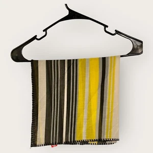 Caro Laurie Black/Yellow Square Stripe Sheer Scarf - Picture 1 of 2