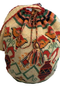 Vintage 30er Jahre ? Ethnisches Osteuropa ? UNGARN ? TINY STITCH GELDBÖRSE MIT KORDELZUG - Bild 1 von 11