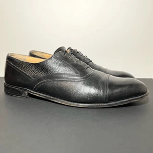 Mens JOHNSTON & MURPHY Cellini Black Cap Toe Oxford Dress Shoes / Size 13 Medium - Picture 1 of 9