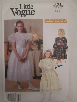Vogue 7763 Girls 7-10 Party Formal Fancy Bridal Flower Girl Bridesmaid Uncut   - Image 1 of 3