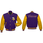 Men's Minnesota Vikings Fan Varsity Jacket - Purple & Yellow Letterman Style