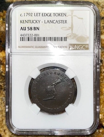 1792 Kentucky Token Large Cent     NGC  Lancaster Lettered Edge Variety Cover