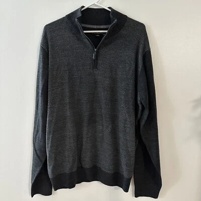 NWT Tricots St Raphael Sweater Mens Sz XL Grey Black 1/4 Zip Pullover Casual - Image 1 of 4