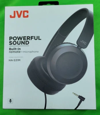 JVC Powerful Sound Wire Headphones Built-In Remote & Mic HA-S31M B-K - Image 1 of 4
