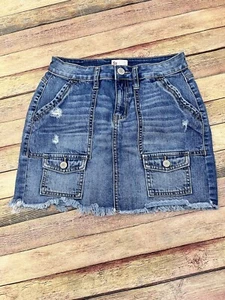 SO Mini Falda Denim Para Mujer Talla 5 Azul Dobladillo Crudo Envejecido Envío GRATIS 😃 - Imagen 1 de 6