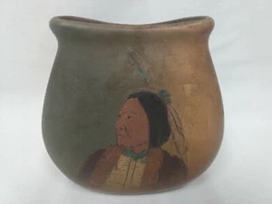WELLER Dickens Ware INDIAN Motif American Art Nouveau Pottery PILLOW VASE 352 - Picture 1 of 5