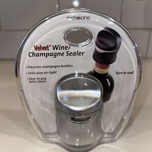 Velvet Wine / Champagne Sealer Metrokane Cork By Gold New In Sealed Packaging