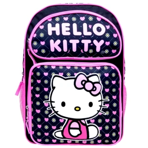 Mochila escolar grande negra Hello Kitty Heart de 16" - Imagen 1 de 2