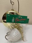Vtg-New Lg Christmas Ornaments Shiny Gold Disc & Lg Glitter Acorn 6-3/4 To 7"