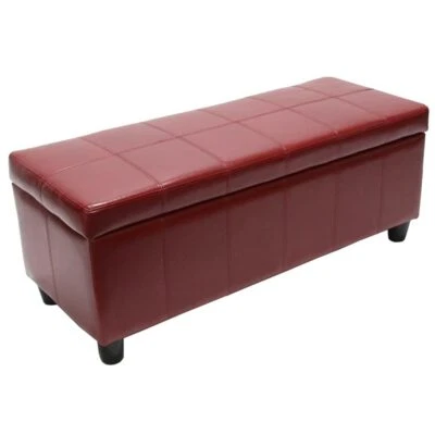 Sitzbank Bank MIT Aufbewahrung Kriens Leder + Kunstleder 112x45x45cm rot - Bild 1 von 3