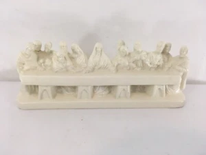 White Ceramic Christian Décor Last Supper Sculpture Vtg Religious Display Art - Picture 1 of 6