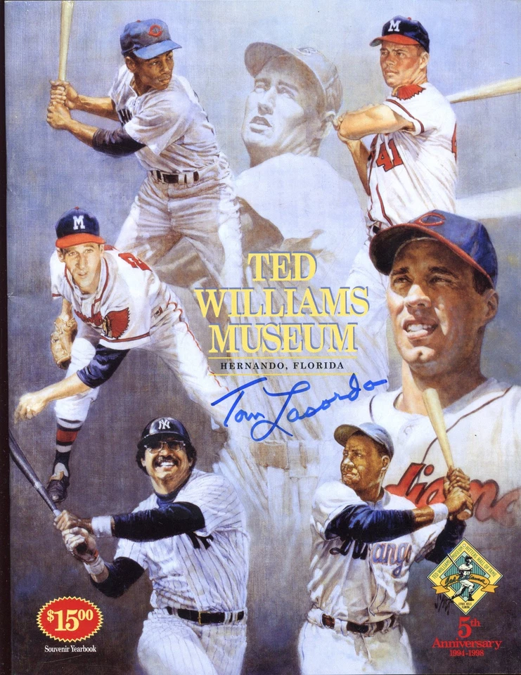 Anuario del Museo Ted Williams 1998 Tom Lasorda holograma autografiado Foto 1 de 1