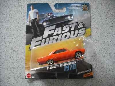 MATTEL FAST & FURIOUS DIE CAST CAR 1:55 CAR 2 PLYMOUTH ROADRUNNER 1970 - Image 1 of 2
