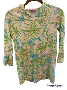 Lilly Pulitzer Girls Size Large (8-10) Long Sleeve Floral Dress Hoodie Green - Picture 1 of 6