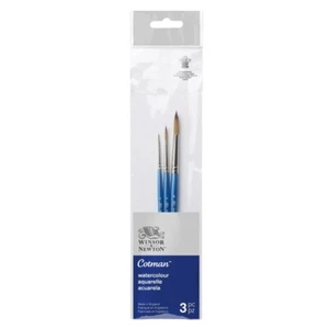 SET 3 PENNELLI SINTETICI COTMAN PER ACQUERELLO WINSOR & NEWTON PUNTA TONDA - Foto 1 di 3