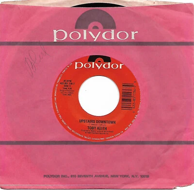 Toby Keith, Upstairs Downtown/Woman Behind The Man 45 1994 Polydor VG - Image 1 of 2
