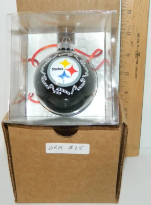 con caja de almacenamiento de regalo Pittsburgh Steelers fútbol árbol de Navidad adorno de vacaciones Foto 1 de 4