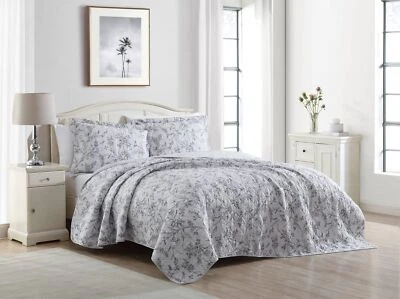 Laura Ashley Branch Toile Printed Coverlet Set - Grey - Image 1 of 4