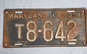 Vintage Maryland 1940-41 Trailer License Plate White on Dark Blue - Picture 1 of 2