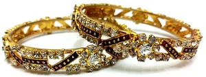 Indian Gold Bangle Diamond Light Weight Asain Wedding Jewellery Party 2*8, 3 - Picture 1 of 1