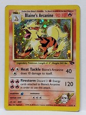 Blaine's Arcanine 1/132 Gym Challenge Unlimited Holo Rare Pokemon Card MP-HP