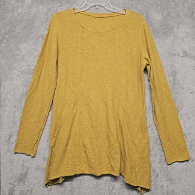 Top túnica corte suelto para mujer talla mediana amarillo mezcla de lino manga larga EE. UU. Foto 1 de 4