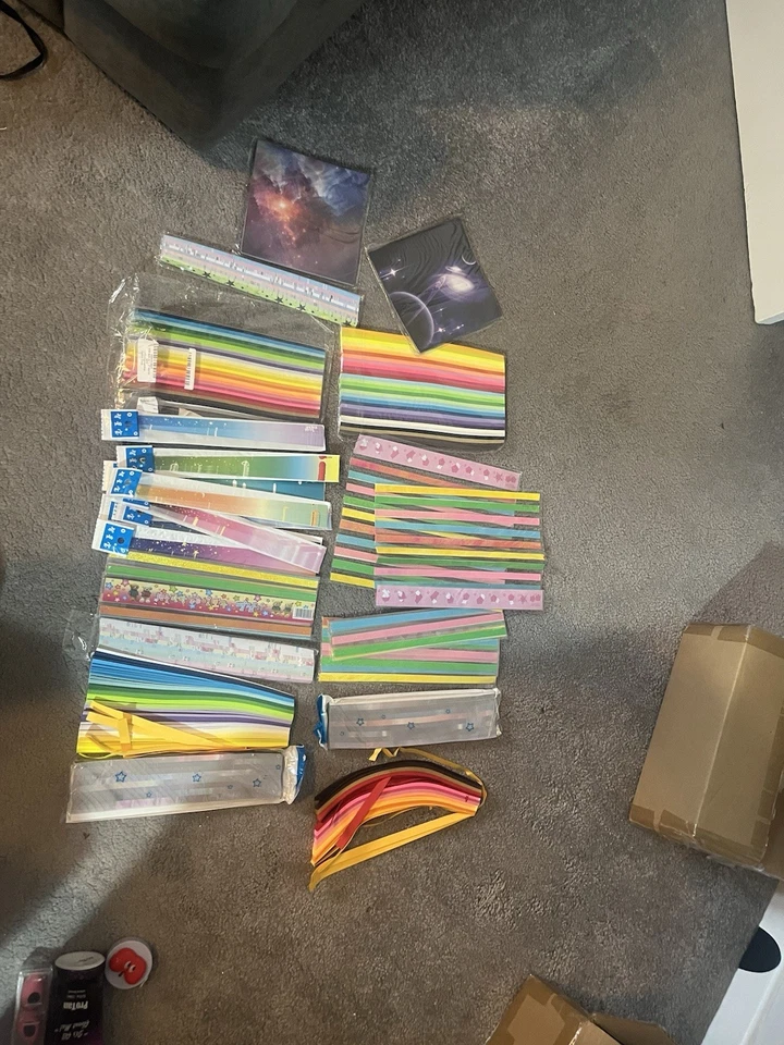 Mixed Quilling Paper Craft Bundle Rainbow Strips Decorative Borders Galaxy Paper - Image 1 of 4