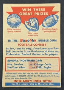 1956 Topps Football Contest Card "B" - 25. November - VG - Bild 1 von 3