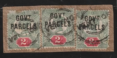 3 X 2d Jubilees o’printed Govt. Parcels, on piece. 3 X VENTNOR (I.o.W) Cancels. - Image 1 of 2