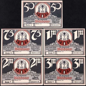 BÜTOW / BYTÓW 1922 "Knight, Castles" Complete Series German Notgeld Black - Picture 1 of 2