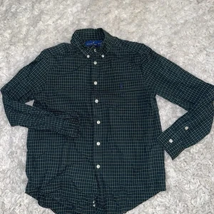 Polo Ralph Lauren Shirt M 10-12 Boys Black Watch Checked Long Sleeve Button Down - Picture 1 of 10