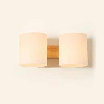 6W/10W LED Up/Down Wall Light E27 Bulb Wood Hallway Lamp Fixture Glass Lampshade - Image 1 of 4