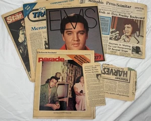 Vintage Elvis Presley Newspaper Lot 1977-78 Death Tribute Issues + Obituaries - Picture 1 of 11