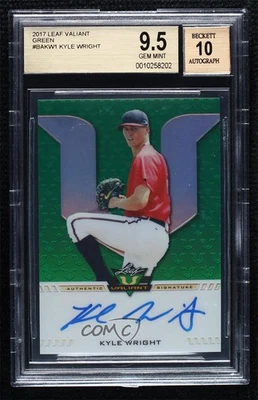 2017 Leaf Valiant Draft Green /99 Kyle Wright #BA-KW1 BGS 9.5 GEM MINT Auto - Image 1 of 2