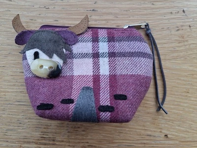 Tweed HIGHLAND COW PURSE Cute Design By Earth Squared 14cm Recycled Yarns NEW - Image 1 of 4