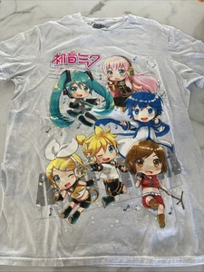 Hatsune Miku T-shirt Sz M White Graphic Print Anime Music Singing Group Band - Picture 1 of 10