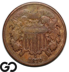1870 Two Cent Piece - Picture 1 of 3