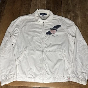 Giacca Polo Ralph Lauren vintage anni 90 bianca P Wing Stadium 1992 RL 1967 uomo L - Foto 1 di 14