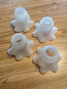 4 Frosted Fluted Glass Ruffled Lamp Ceiling Fan Light Shades Replacements - Picture 1 of 3
