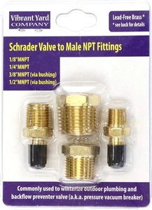 Schrader Valve to Male NPT Fittings | Adapters 3/8'', Black, Gold - Bild 1 von 6