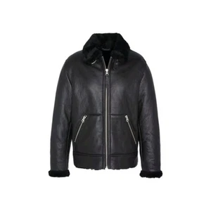 Schott Men's Black Leather & Shearling Flight Slim Fit Jacket Size medium (BNWT) - Picture 1 of 10